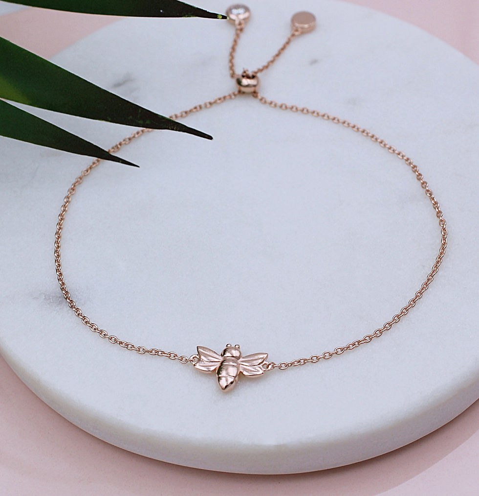 Rose Gold plated Silver Bumble Bee Slider Bracelet