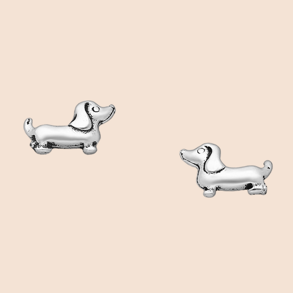 Sterling Silver Mini Dachshund Stud Earrings