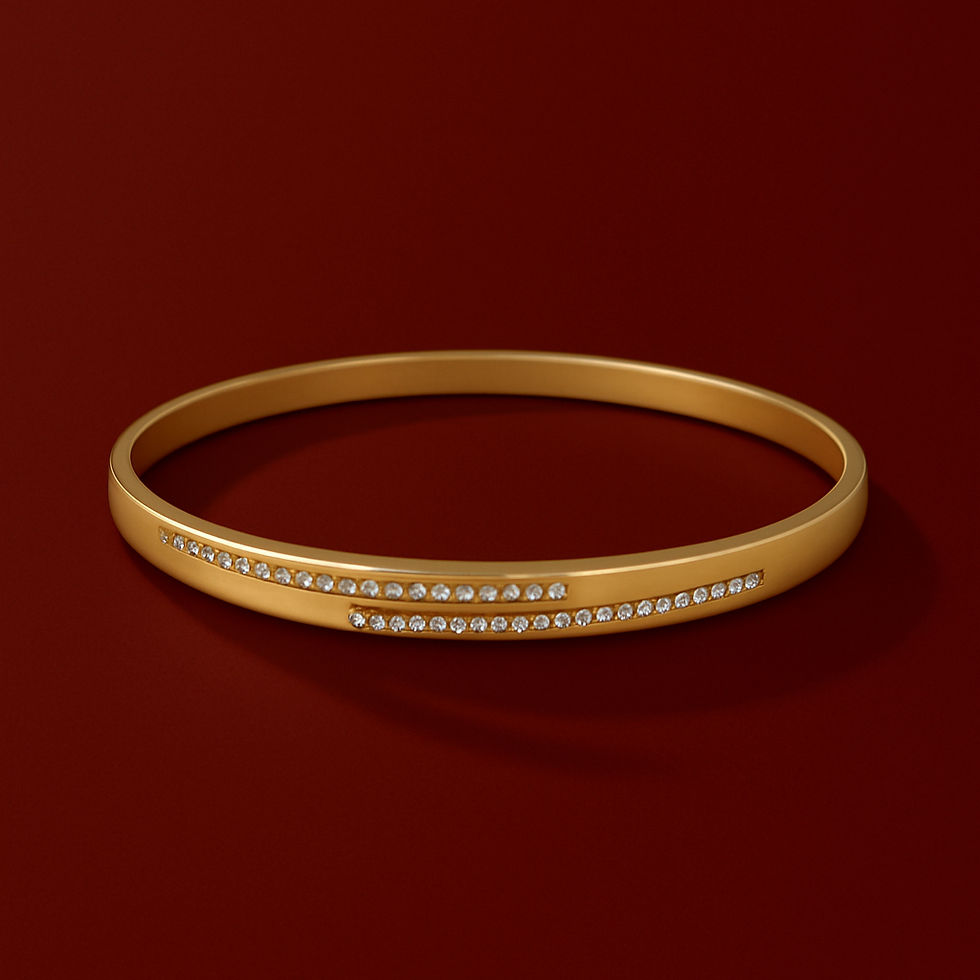 Gold Plated Bangle with Double Row Cubic Zirconia