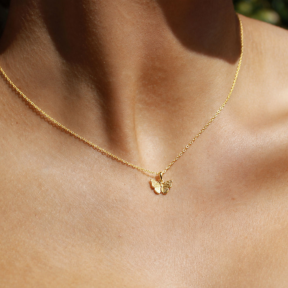 Thumbnail: Sterling Silver or Gold Vermeil Tiny detailed Butterfly Necklace