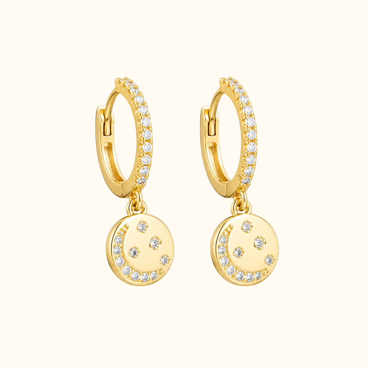 Gold Vermeil or Sterling Silver Moon & Stars Cubic Zirconia Huggie Hoop Earrings