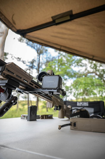 Garmin Xero C2 Chronograph on Arca rail bracket on long rang rifle