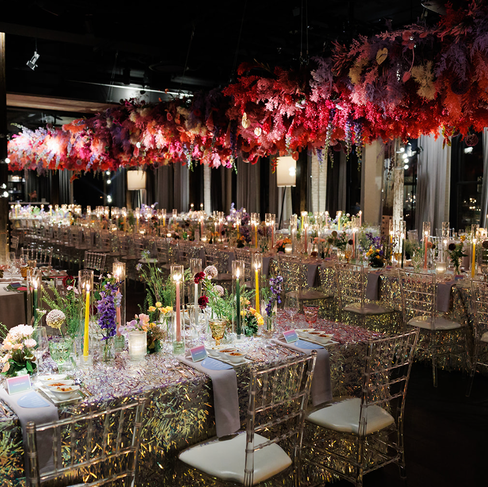 A beautiful dinner set up at the Dalcy Chicago Wedding Venue