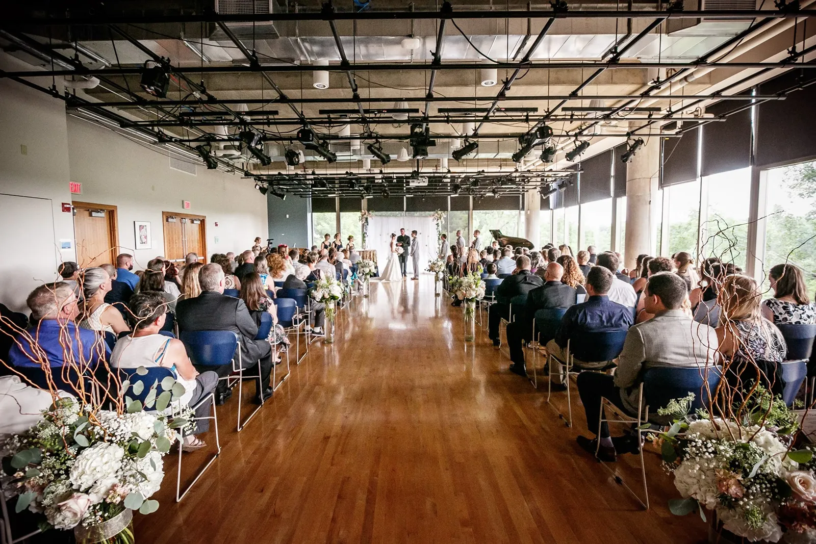 A wedding ceremony set up in the Warch Campus Center.
