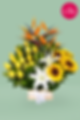 Arreglo floral de rosas, lirios y girasoles
