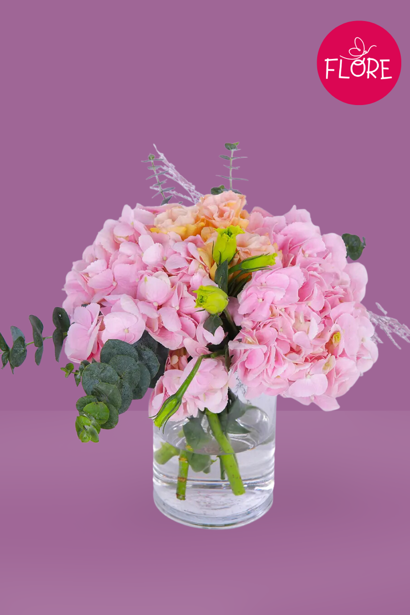 Florero Con Hortensias