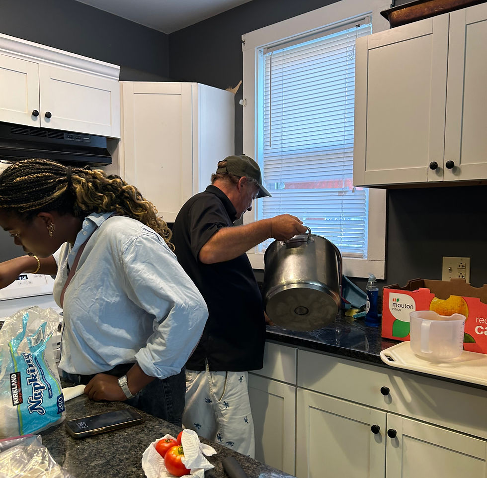 Helping Art with his delicious meal at a transitional home run by the Friend's of Boston's Homeless