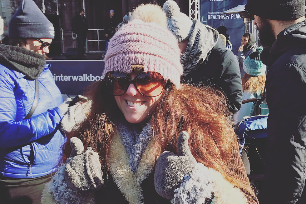 Our first Winter Walk - it was cold and also wow those glasses big!