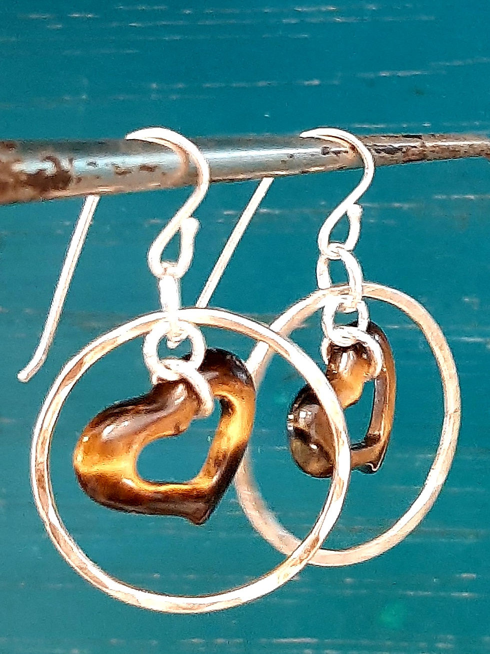 Tiger eye hearts and hoops