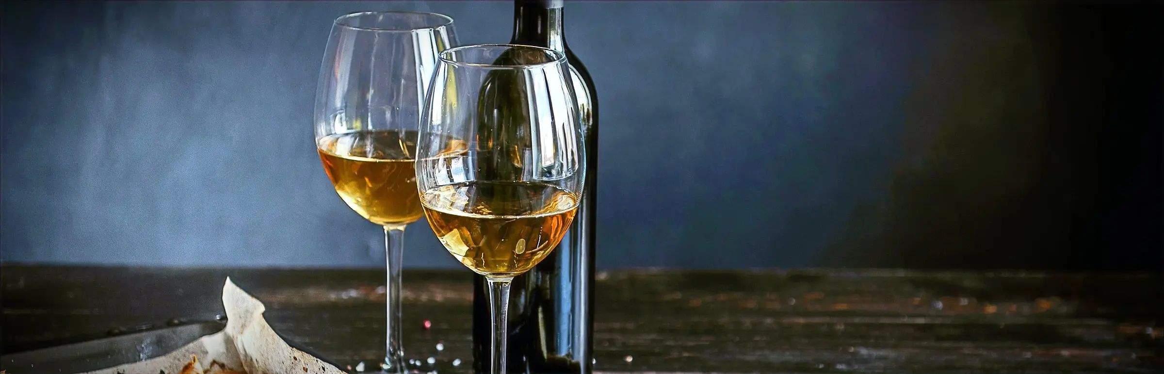 White local wine and two glasses.