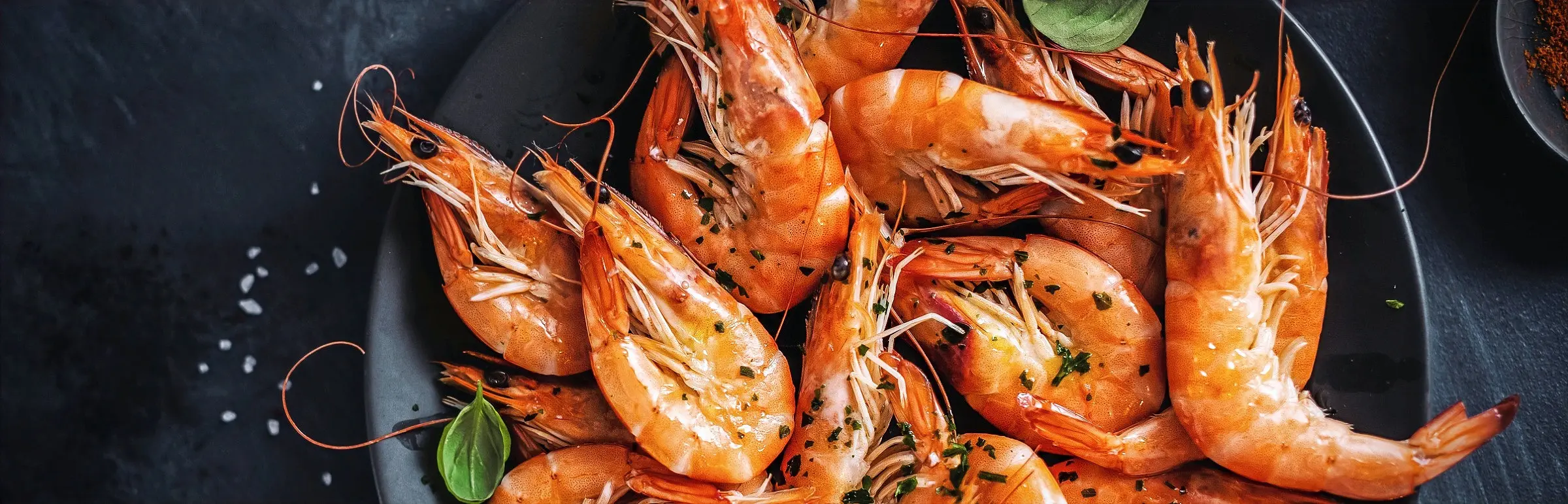 Freshly boiled prawns.