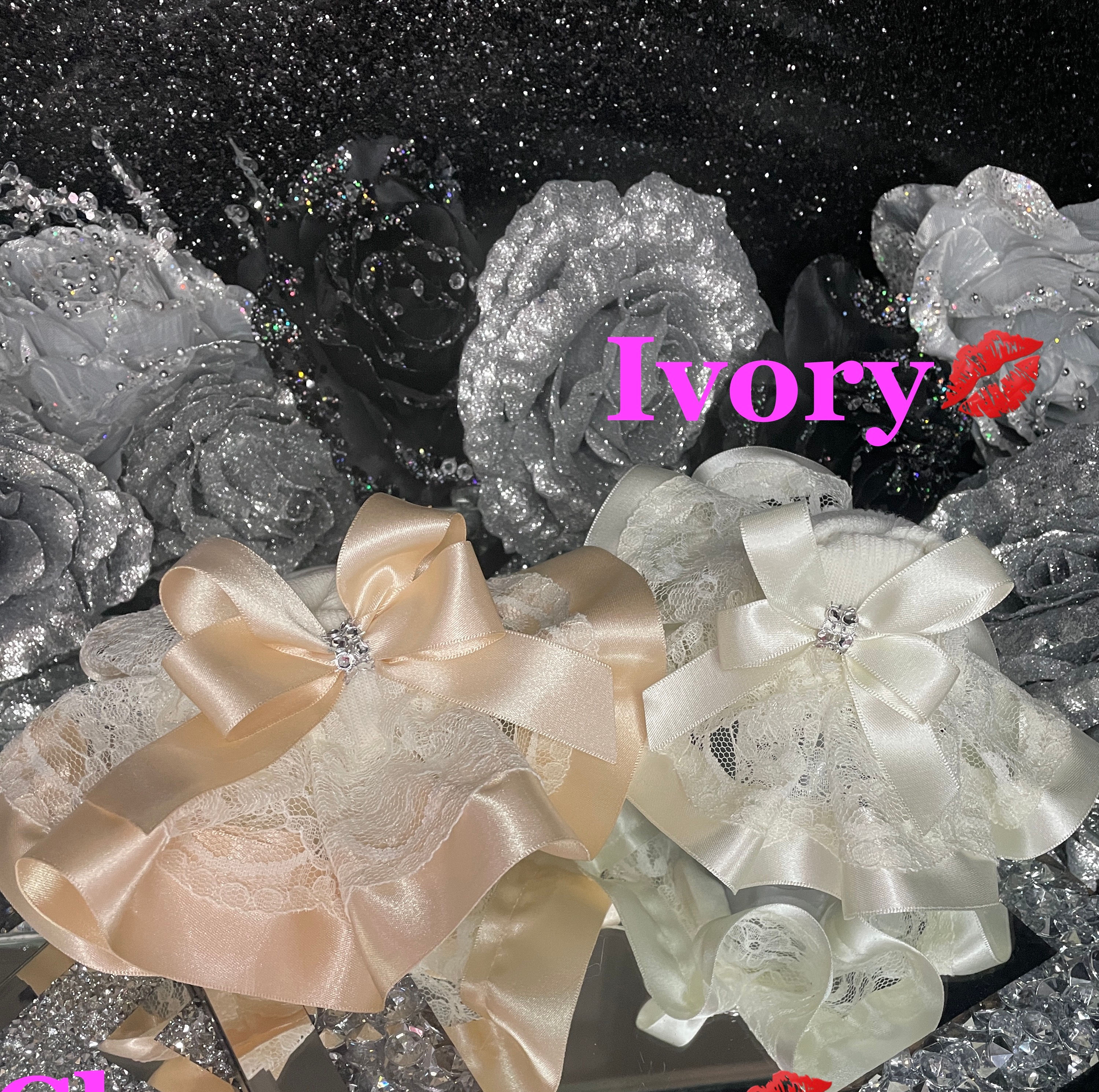 Neutral Blush Collection Satin Diamante Frilly Tutu Stack Bow Ankle Sock