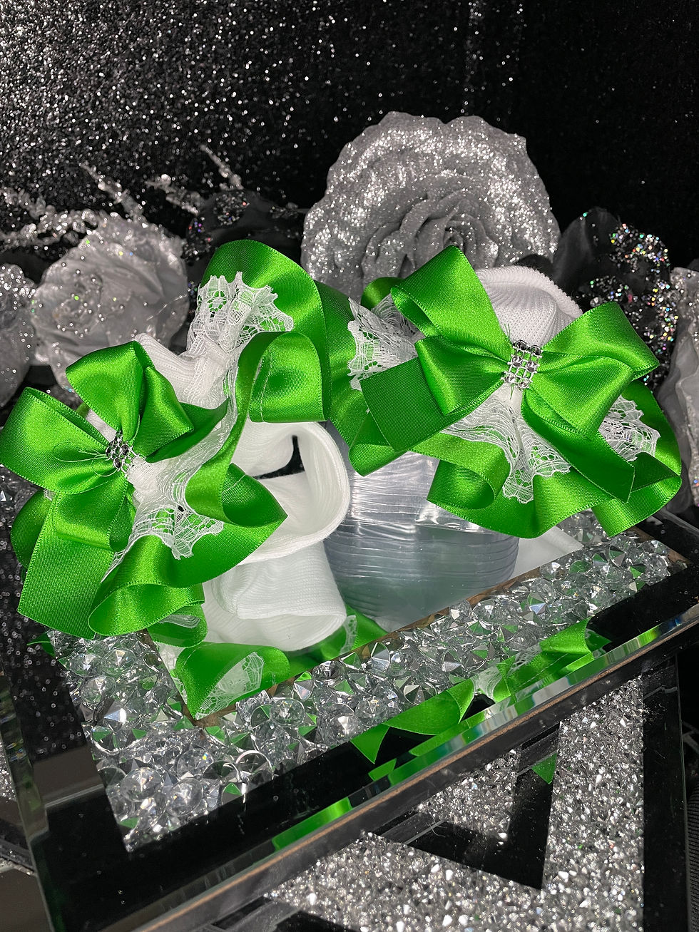 Green Collection Satin Diamante Frilly Tutu Stack Bow Ankle So