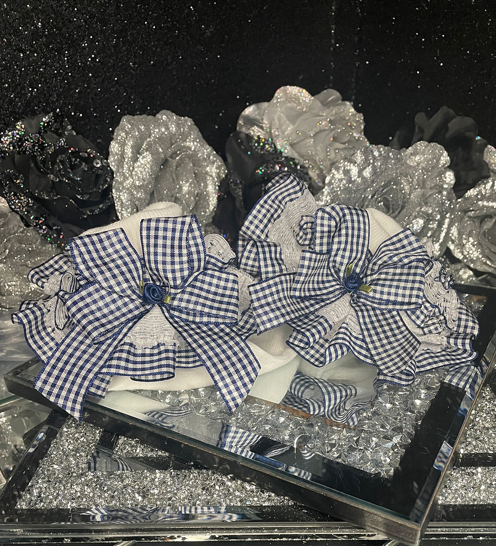 Thumbnail: Gingham Spanish Ruffle Stack Bow Socks❤️