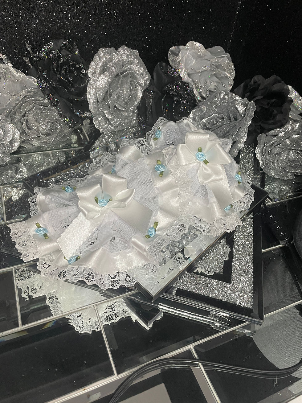 Thumbnail: White Rosebud Tutu Romany Heavily Extra Frilly Lace Bow Socks