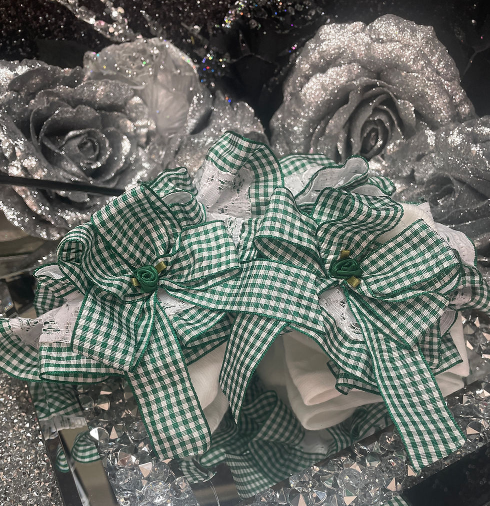 Thumbnail: Gingham Spanish Ruffle Stack Bow Socks❤️
