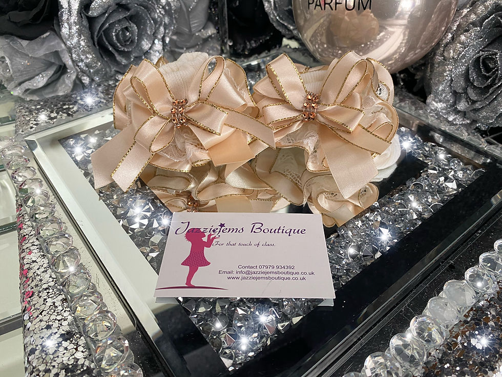 Spanish Glitter Trim Edge Satin Ruffle Stack Bow Ankle Socks