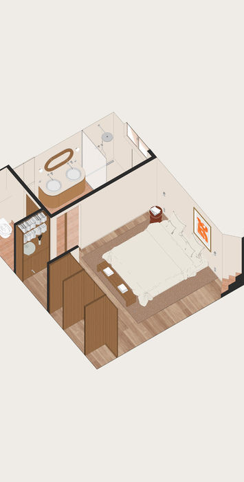 Dans ce projet de 400 m², nous avons pris en charge l'étude, la conception et la réalisation des espaces de l'hôtel de l'Estérel à Théoule-sur-Mer. Chaque chambre a été conçue pour offrir une expérience haut de gamme, alliant confort, design moderne et matériaux nobles. L'objectif était de créer un cadre accueillant et raffiné, où chaque détail contribue à l'ambiance de détente et de luxe. L'utilisation de bois chaleureux, de textiles soignés et de couleurs naturelles crée un environnement propice à la relaxation tout en offrant des équipements modernes.
L'extérieur de l'hôtel, avec ses vues imprenables sur la mer et son architecture contemporaine, complète l'expérience client, offrant un espace où nature et design se rencontrent harmonieusement.