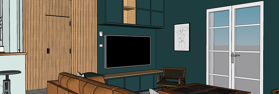 Vue Salon MeubleTV sur mesure Les Murs ont des Yeux