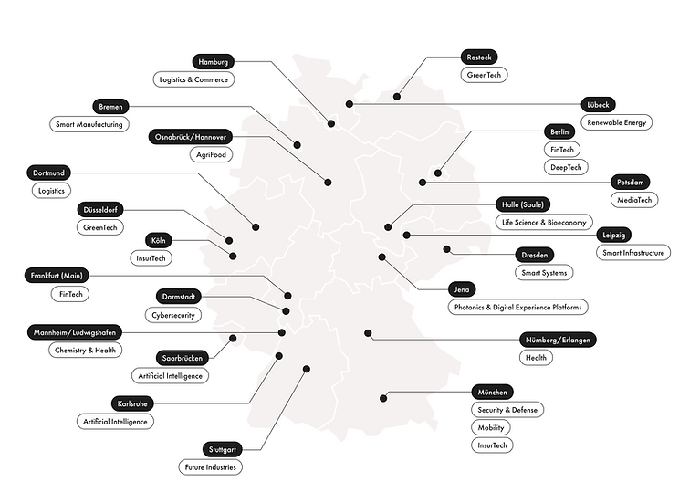 Landkarte der Digital Hubs