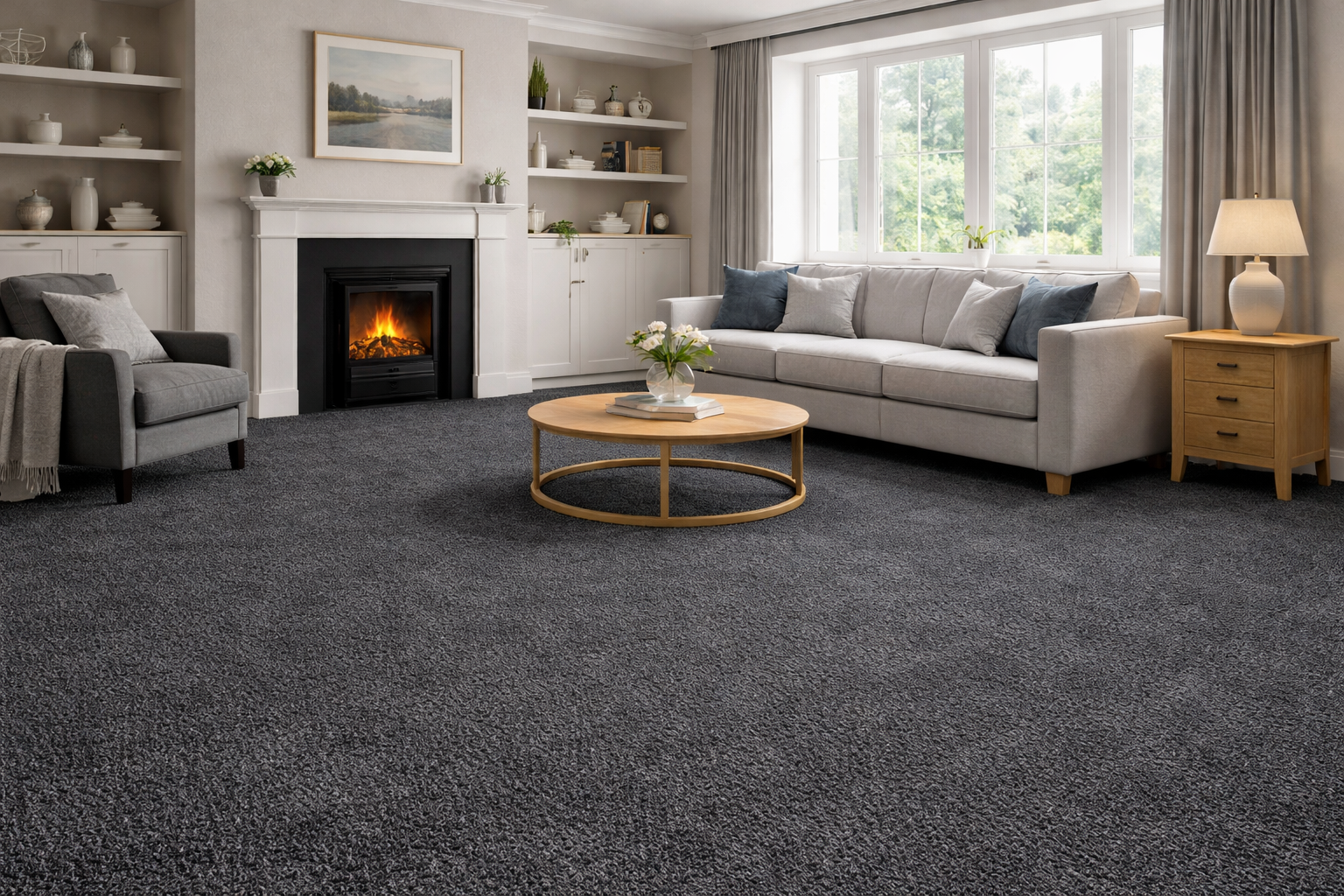 Marina Bay Soft Touch Saxony Carpet- Dark Grey 4m width