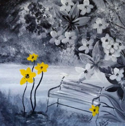 Yellow Flower on a Bench