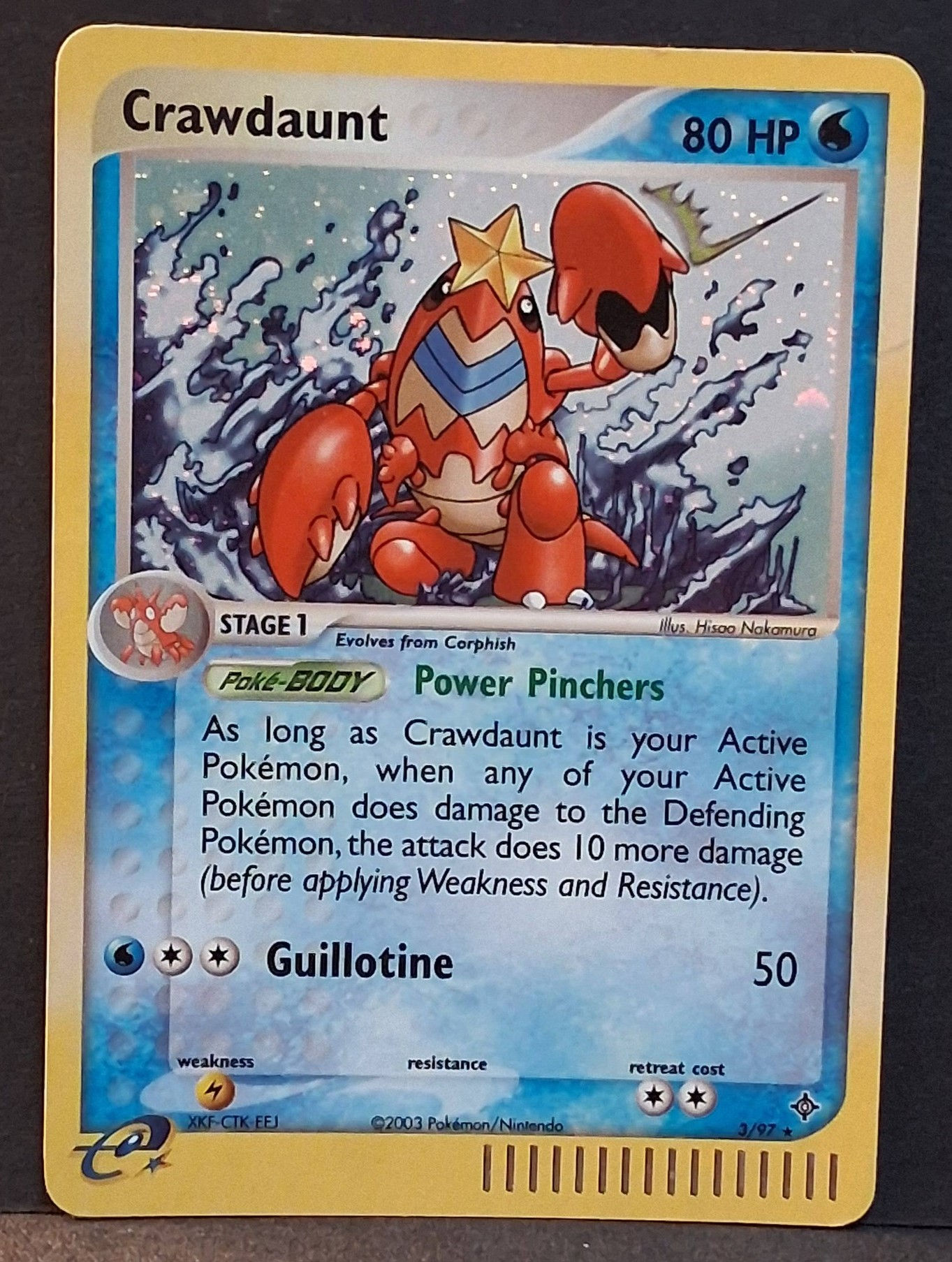 019 Pokémon - Vintage Card HOLO - Crawdaunt 3/97 80 HP - Awesome Card!