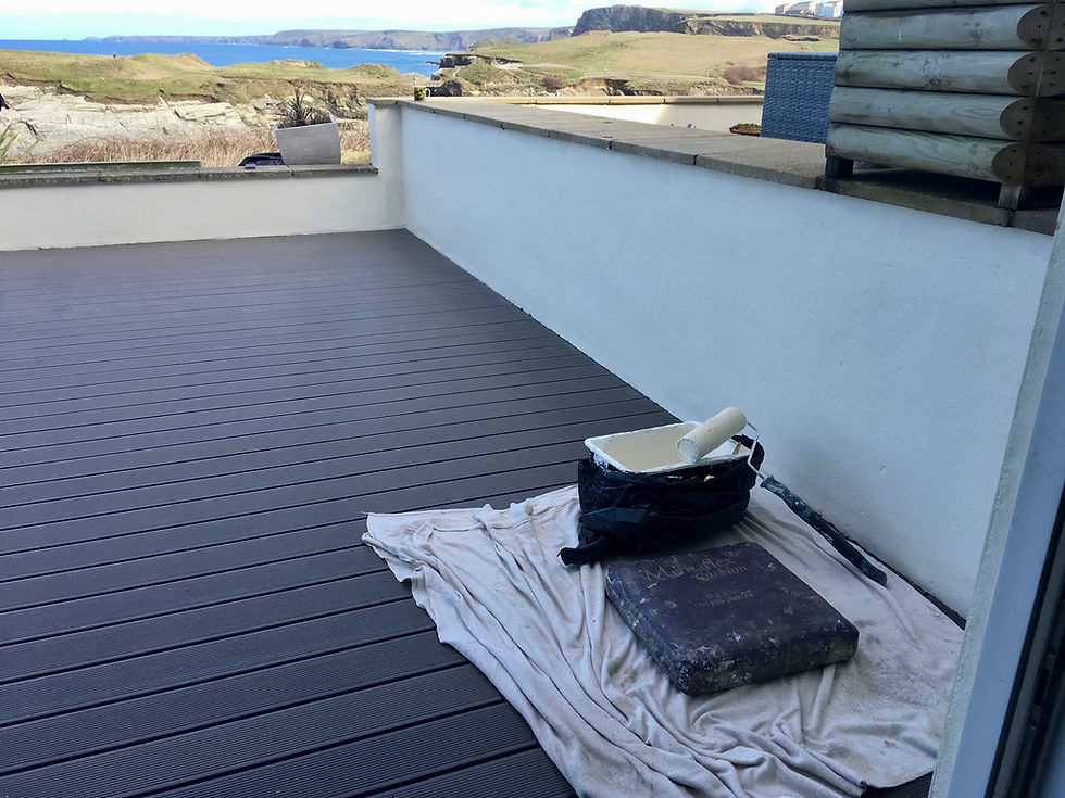 Decking replacement in holiday let maintenance Porth Beach Newquay