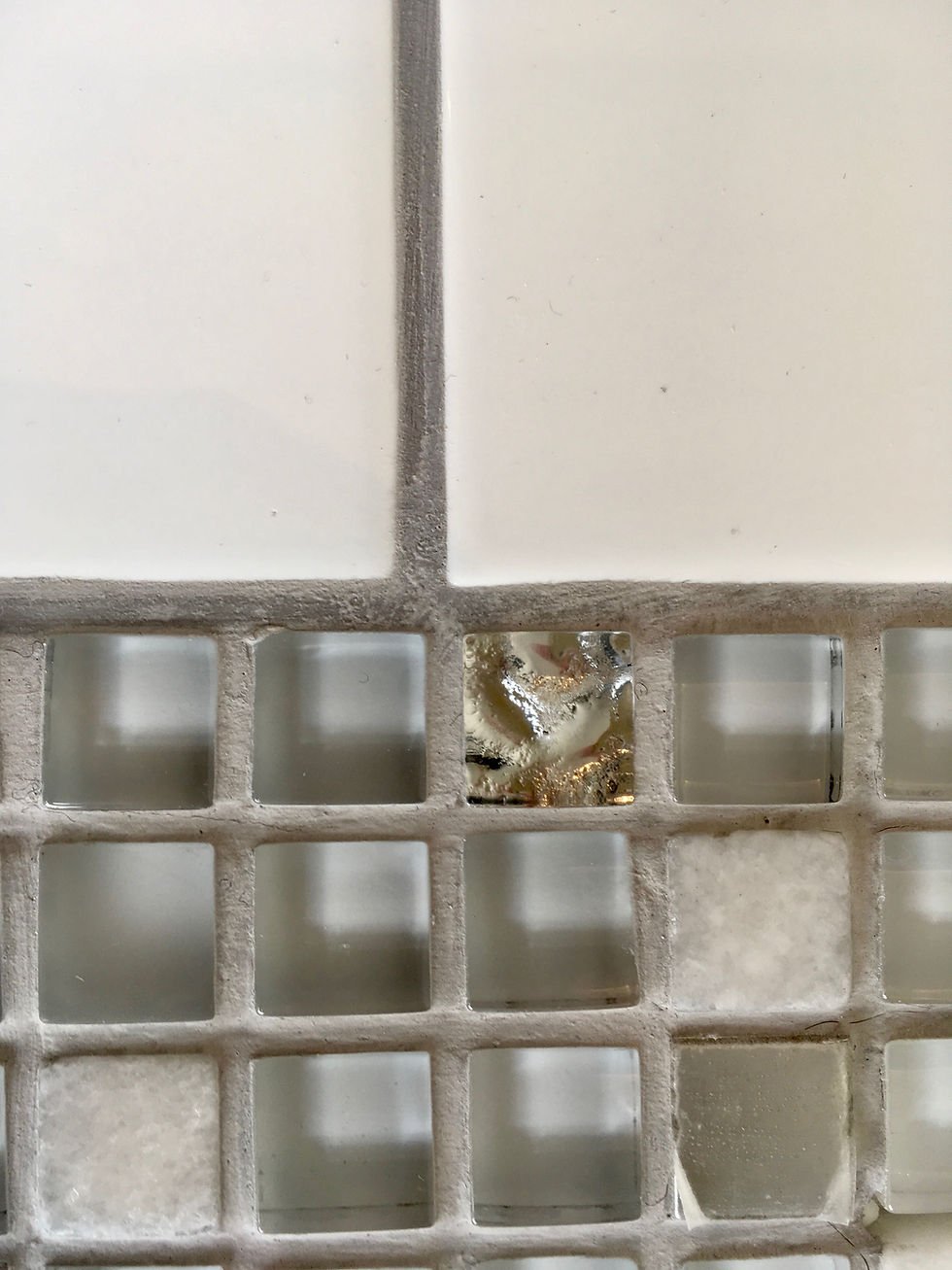 During renovation kitchen mosaic tile detail apartment Newquay Cornwall