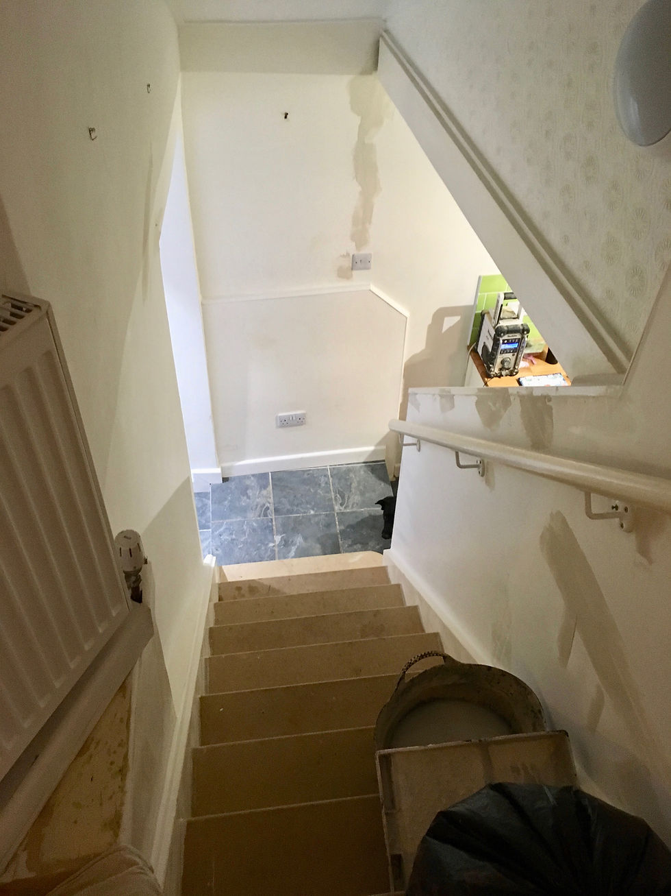 During works painting stairwell cottage Cubert Cornwall