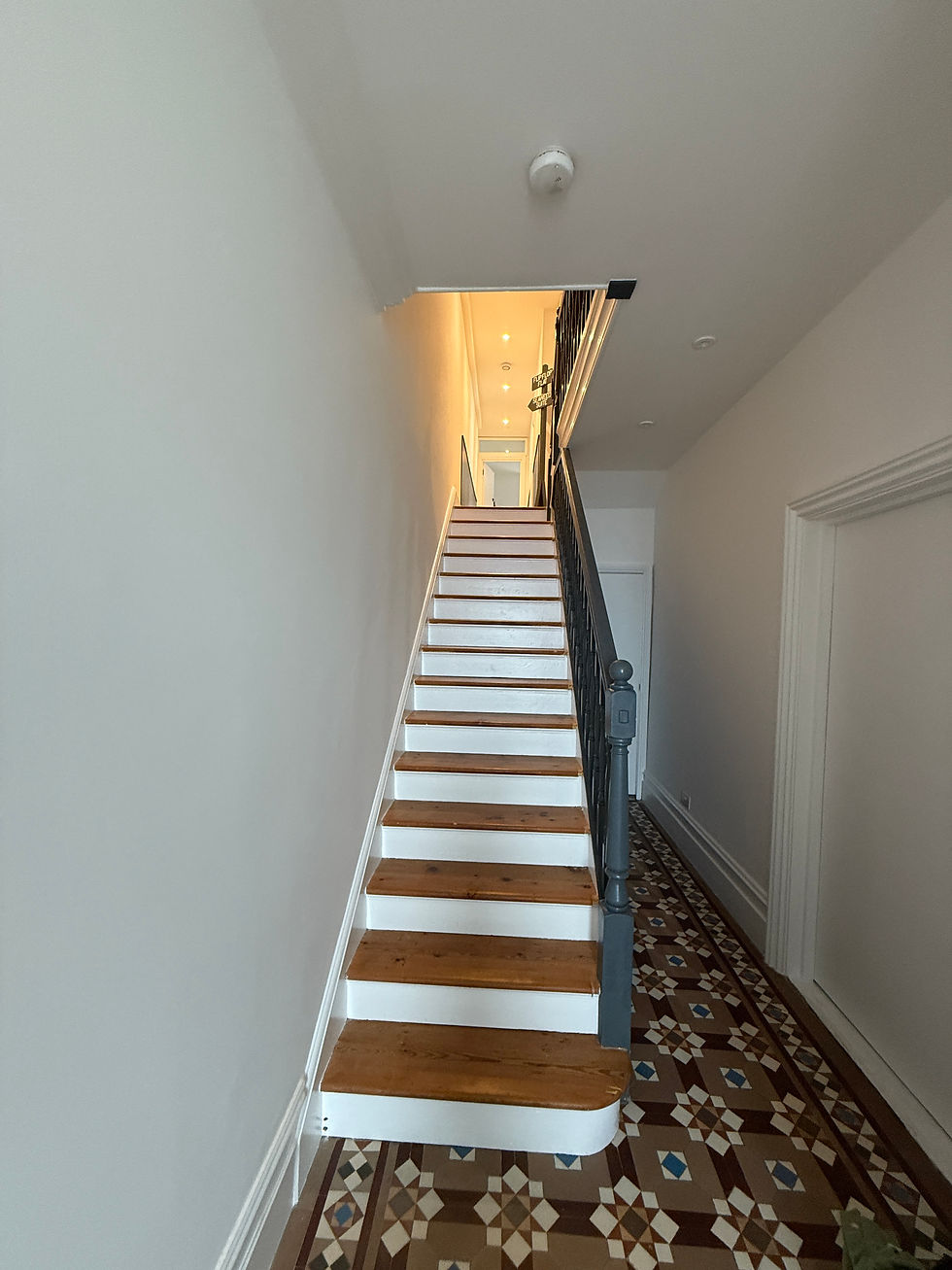 Completed staircase with oiled floorboards townhouse Newquay