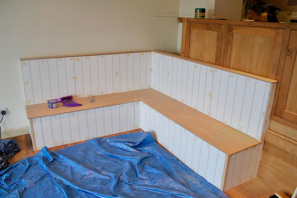 During works custom dining seating construction Porth Beach Newquay