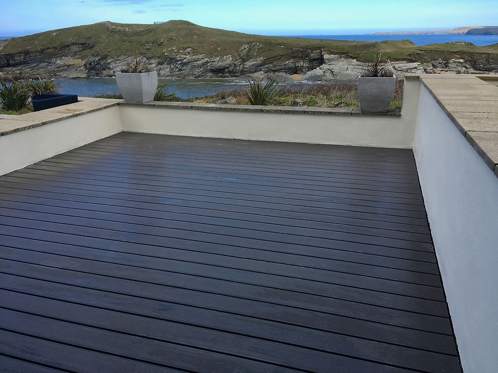 Completed weatherboard composite deck Porth Beach