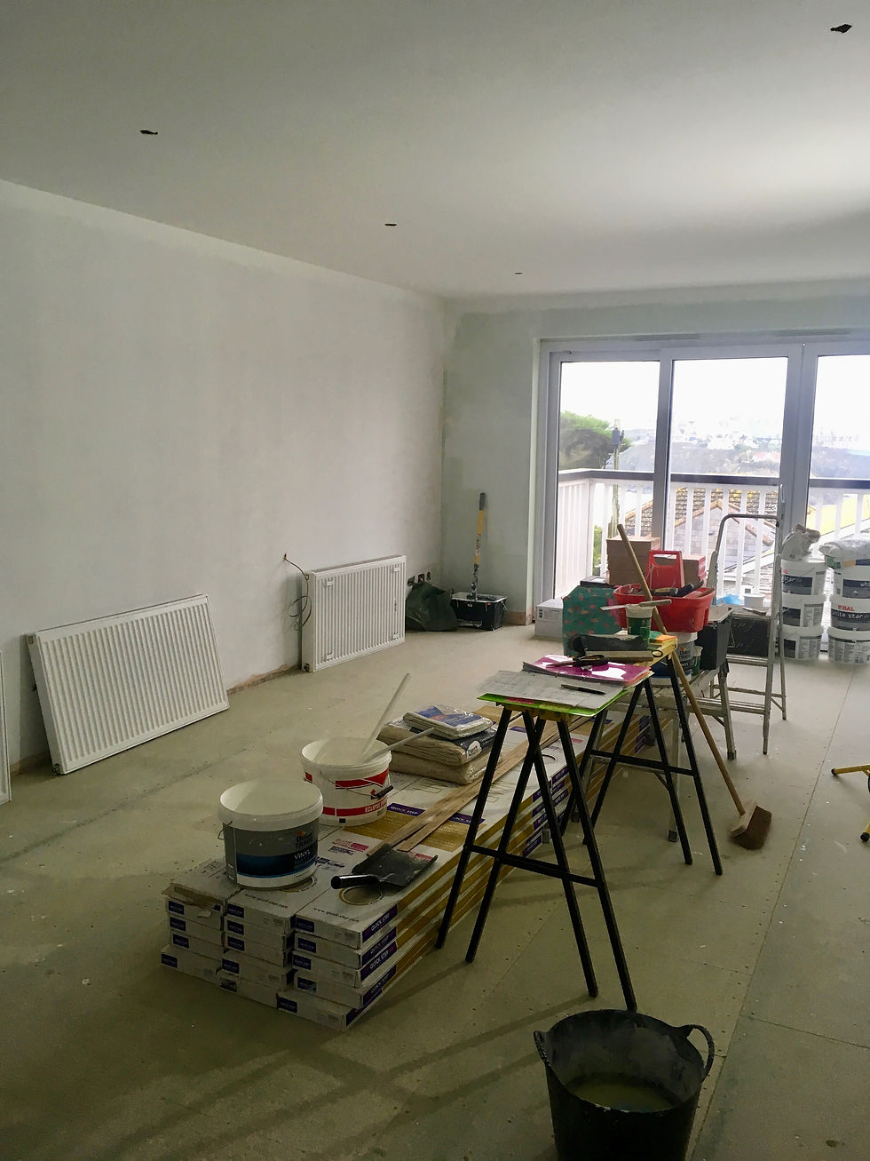 Living room renovations in 2 bed apartment Newquay Cornwall