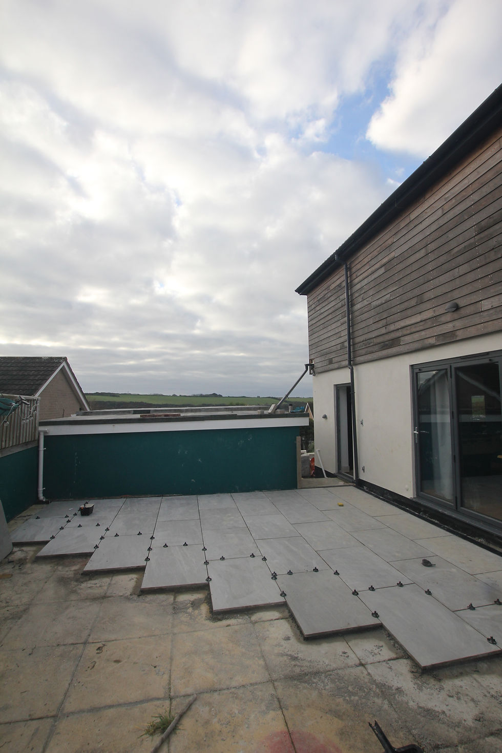 During renovation patio installation with new tiles Newquay