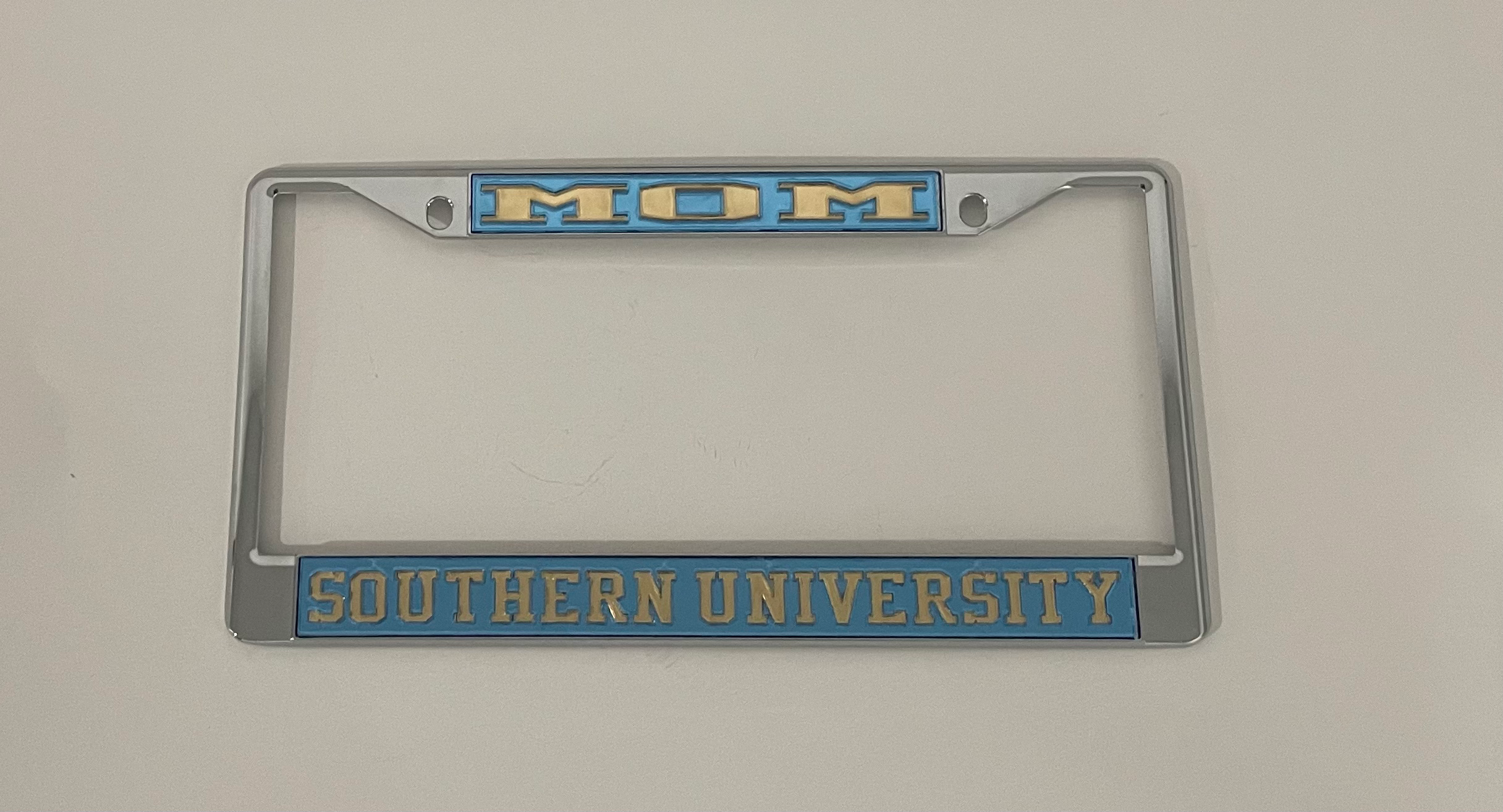 Mom Southern University Frame- Light Blue Background Gold Letters