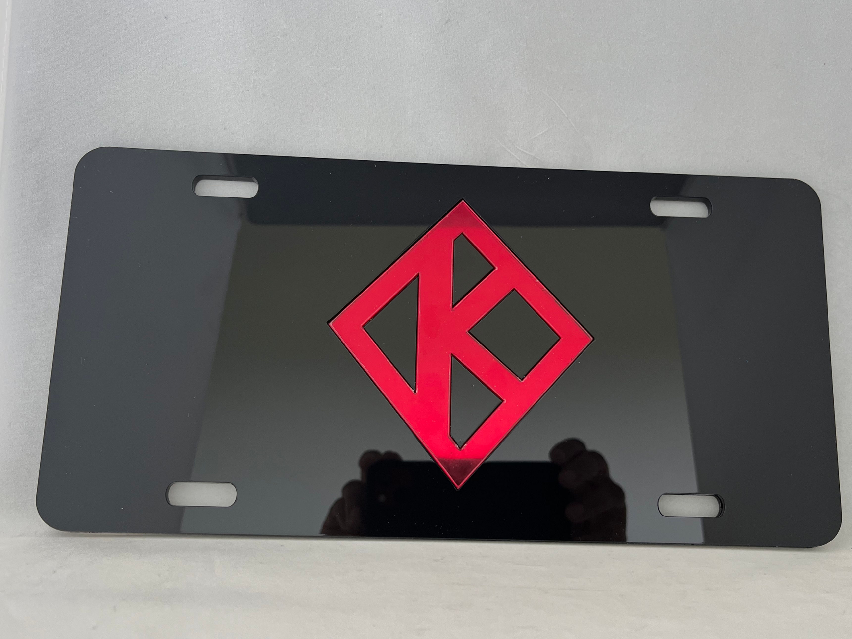 Red Diamond License Plate Black Background