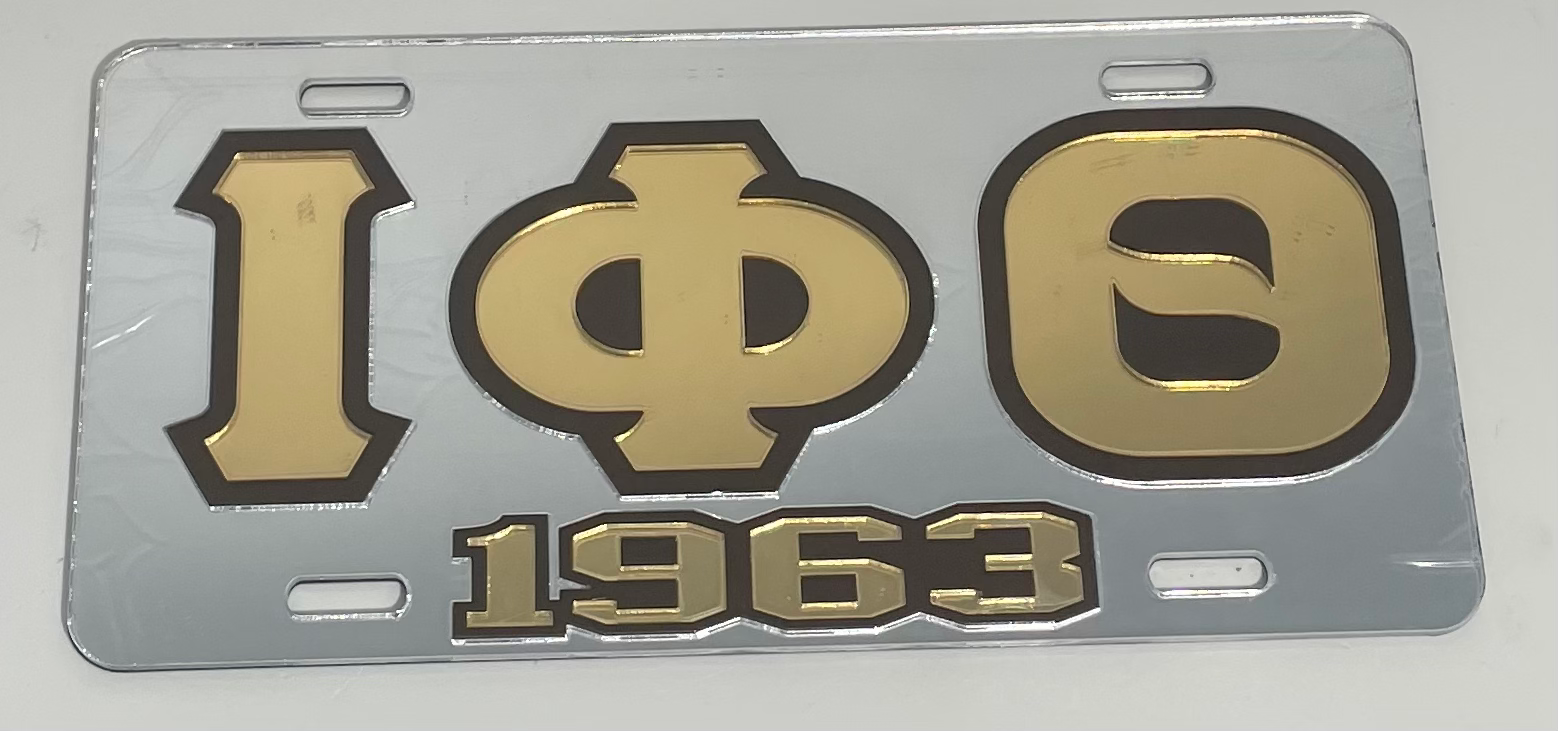 IPT 1963 Tag- Mirror Background Gold Letters Brown Outline