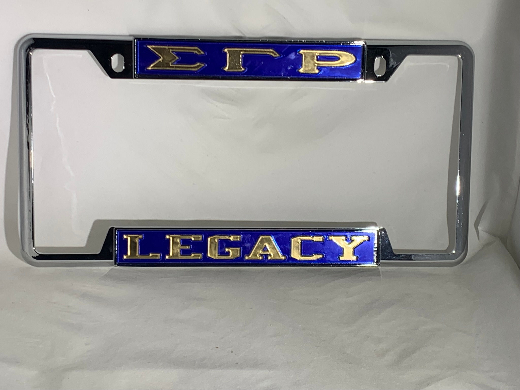 SGRHO Legacy Decal License Frame- Blue Background Gold Letters