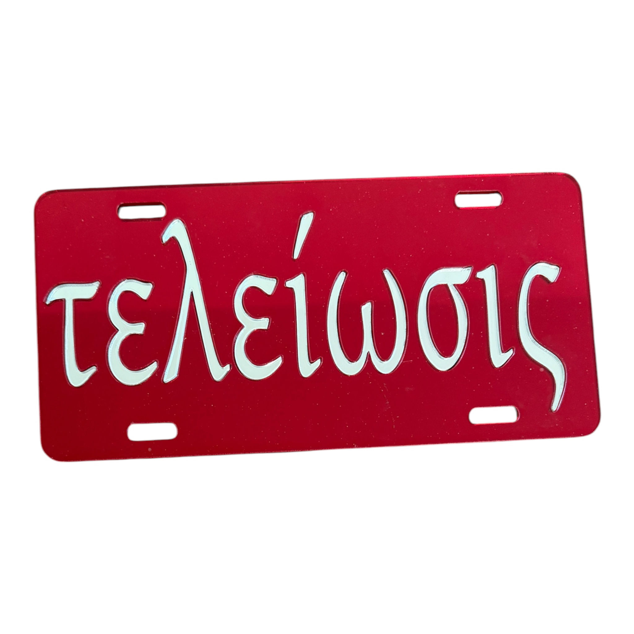 TELEIWOLS Tag- Red Background Mirror Letters