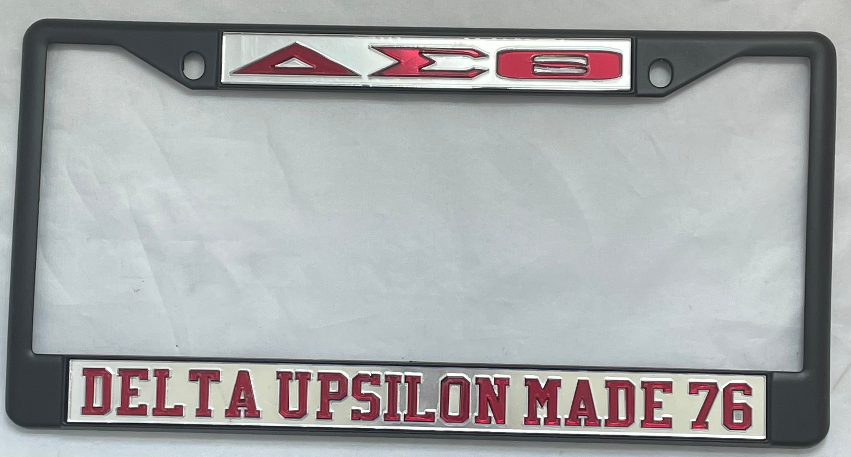 DST Delta Upsilon Made 76 Blk Frame- Mirror Background Red Letters