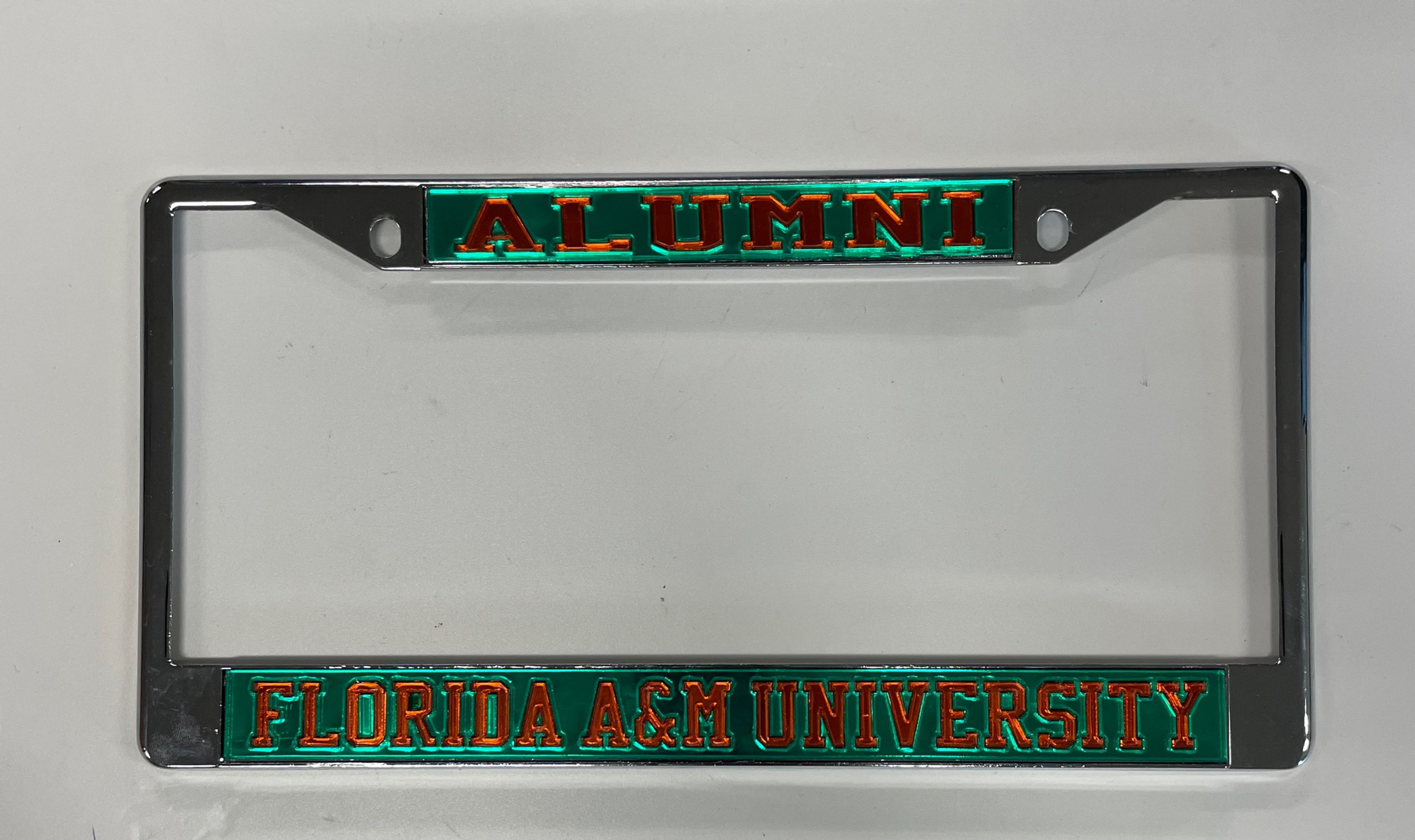 Alumni Florida A&M University Frame- Green Background Orange Letters