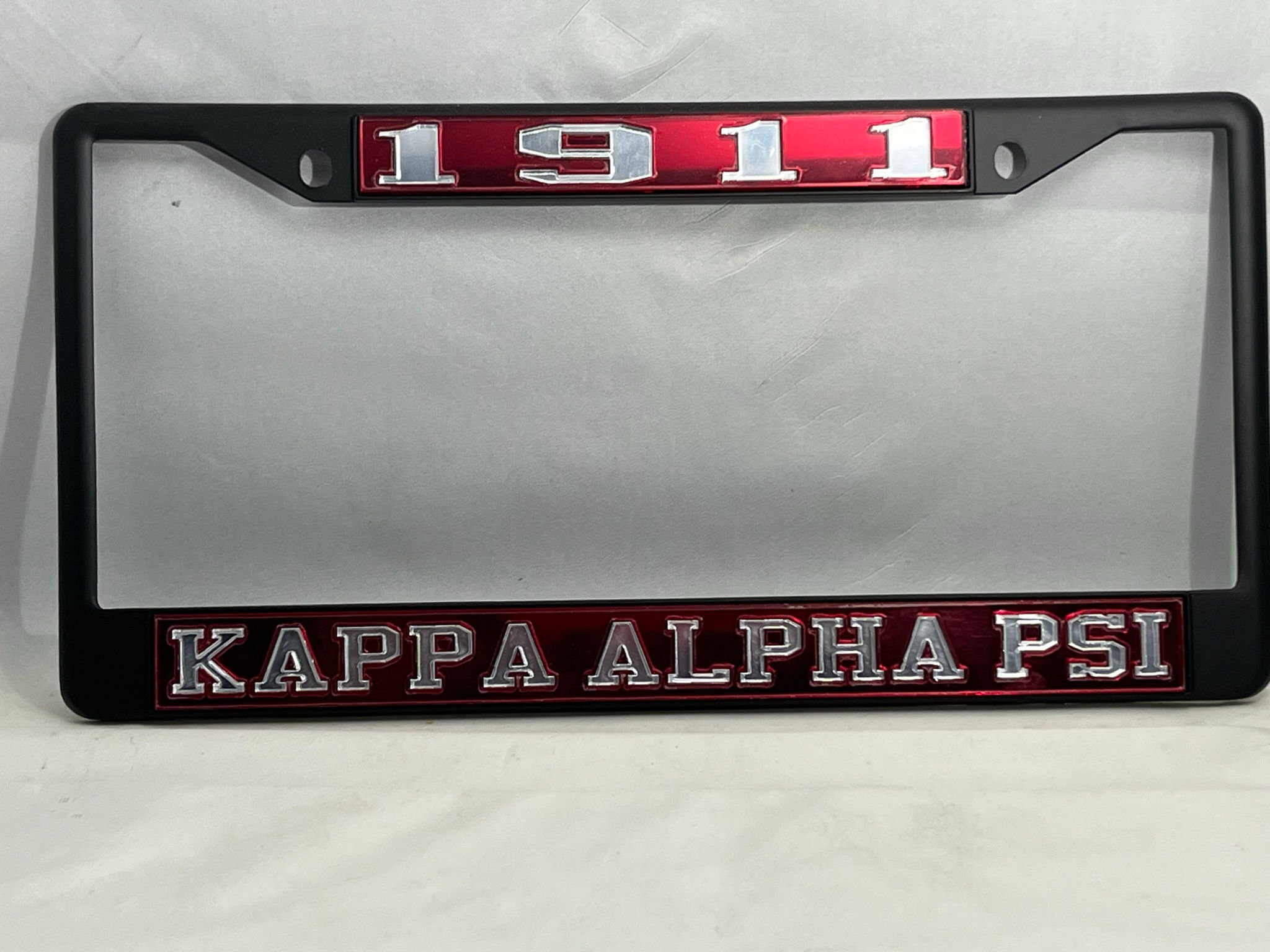 1911 Kappa Alpha Psi Black License Frame- Red Background Mirror Letters