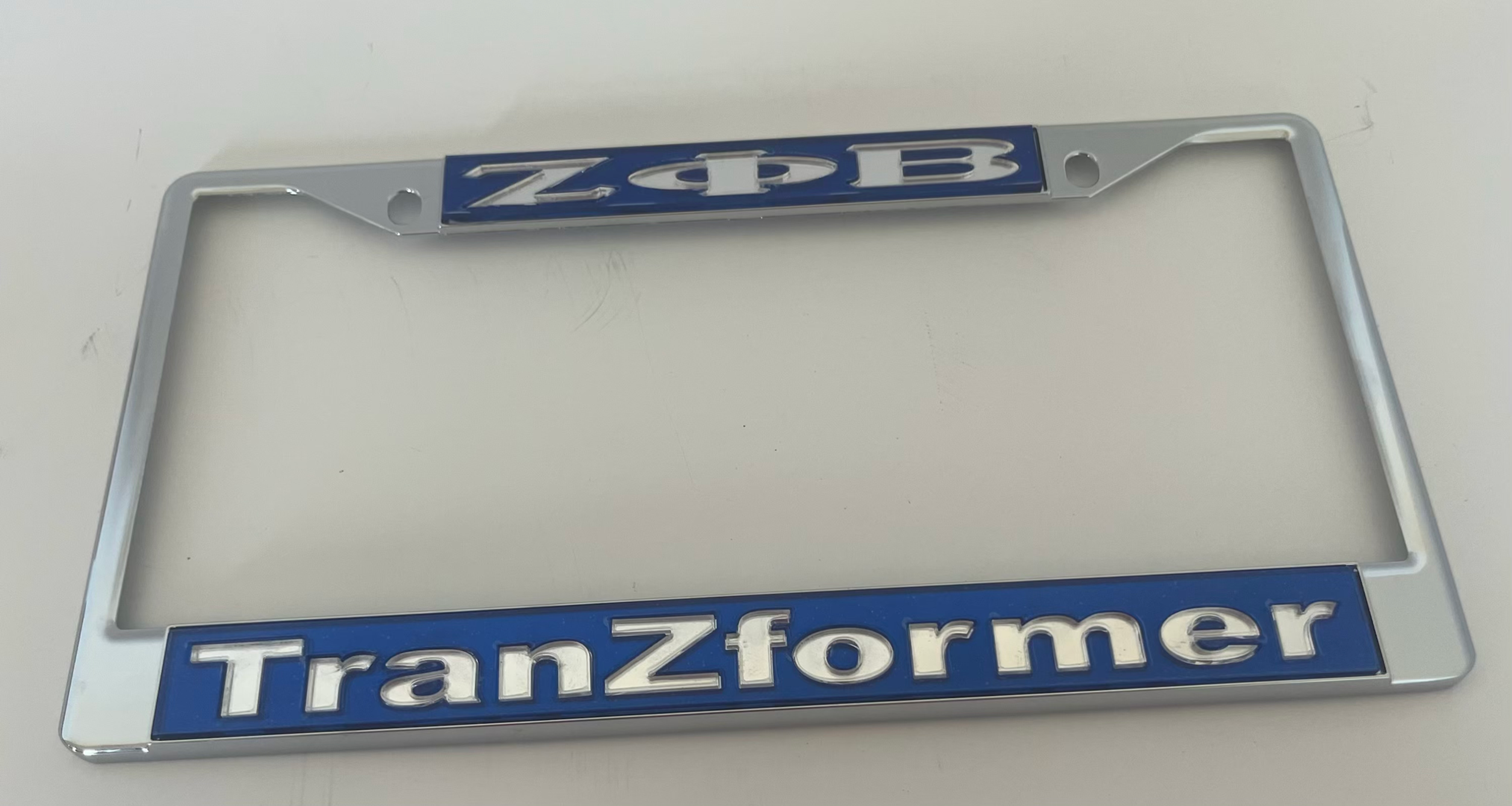 ZPB TranZformer Frame- Blue Background Mirror Letters