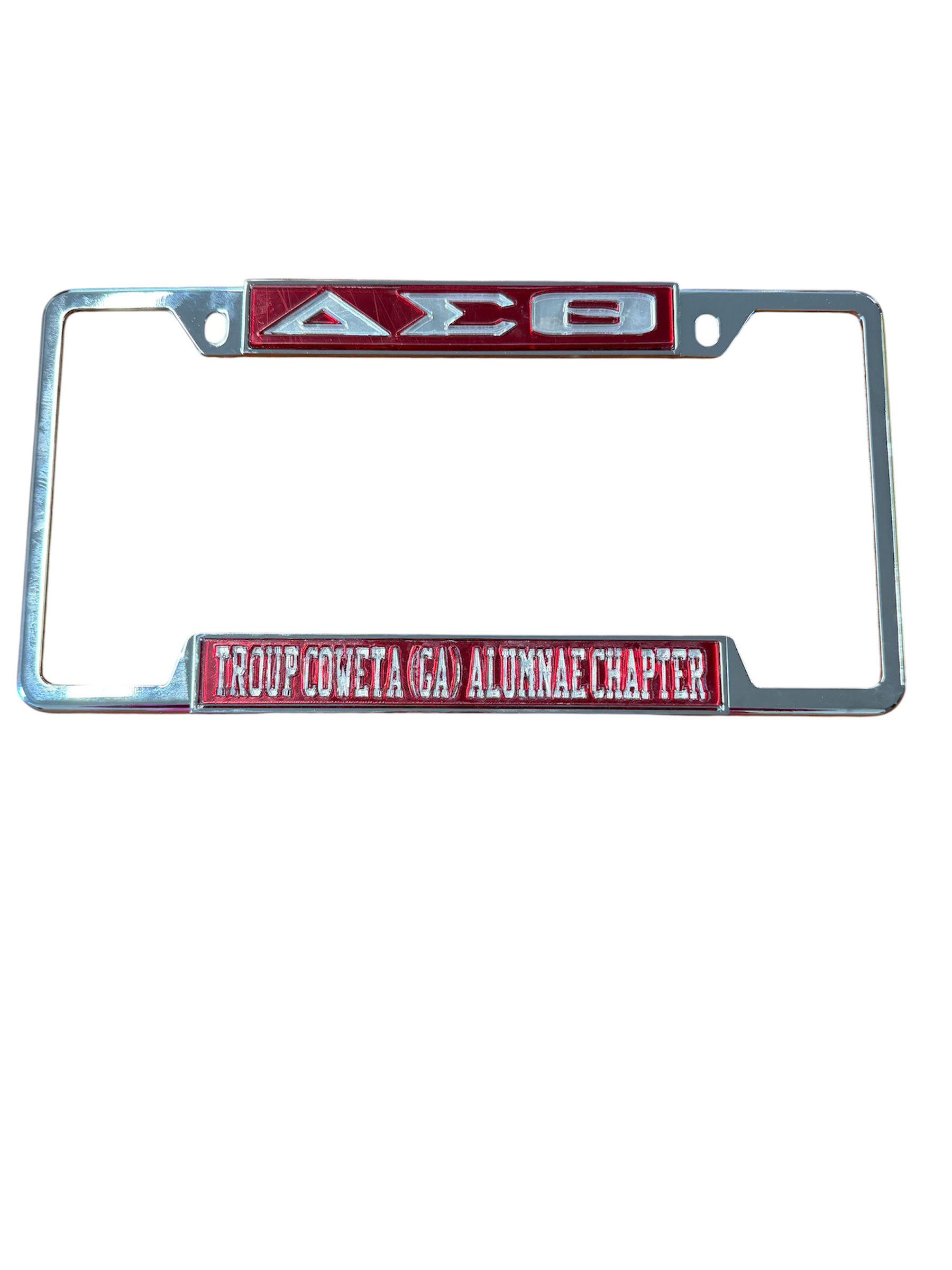 DST Troup Coweta (GA) Alumnae Chapter Frame- Red Background Mirror Letters
