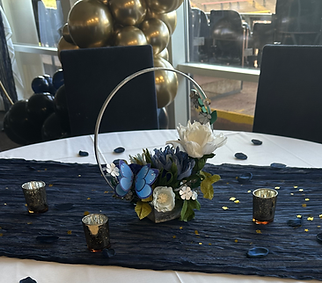 Silver Paper Floral Hoop Centrepiece.HEIC