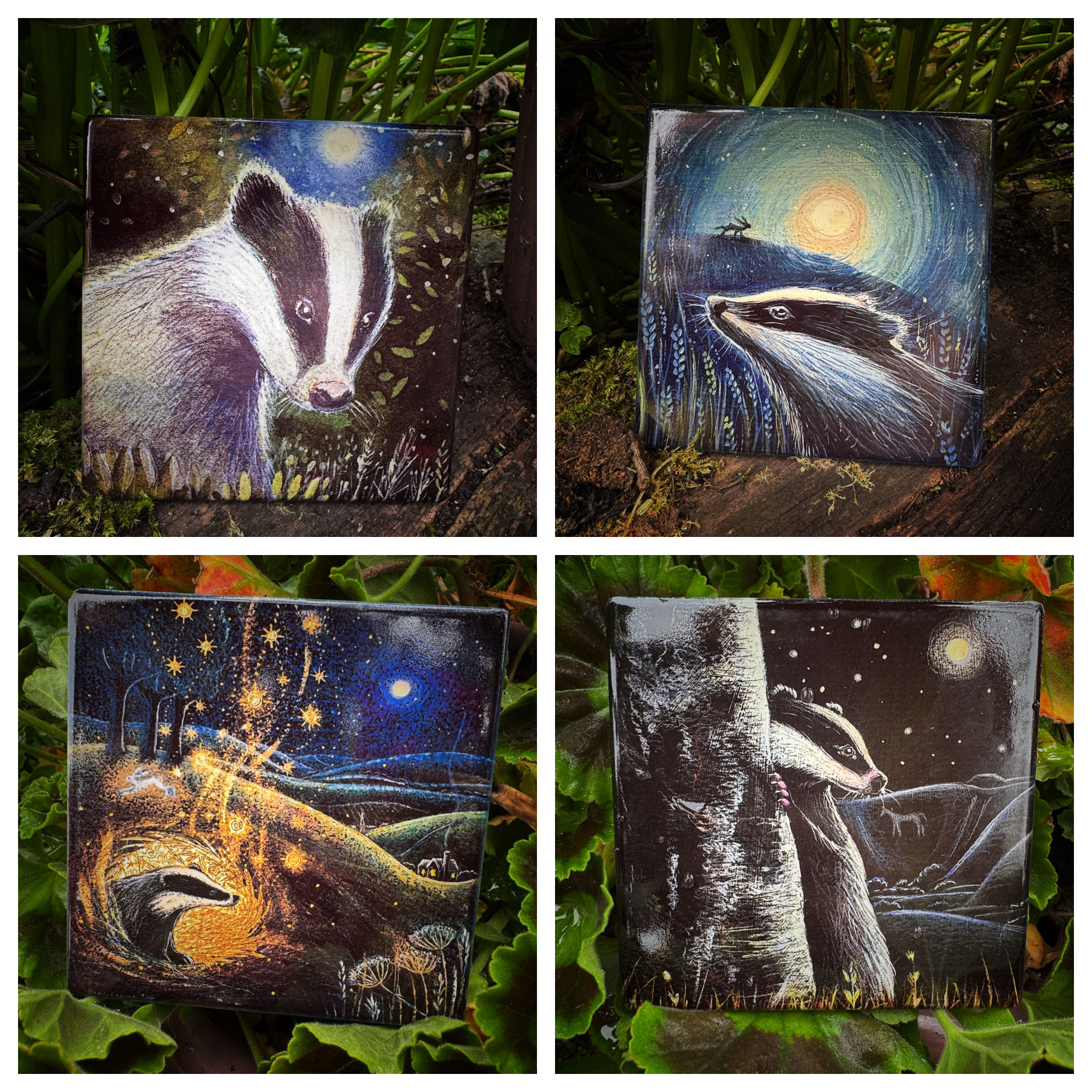 Beautiful ceramic coasters featuring Badgers