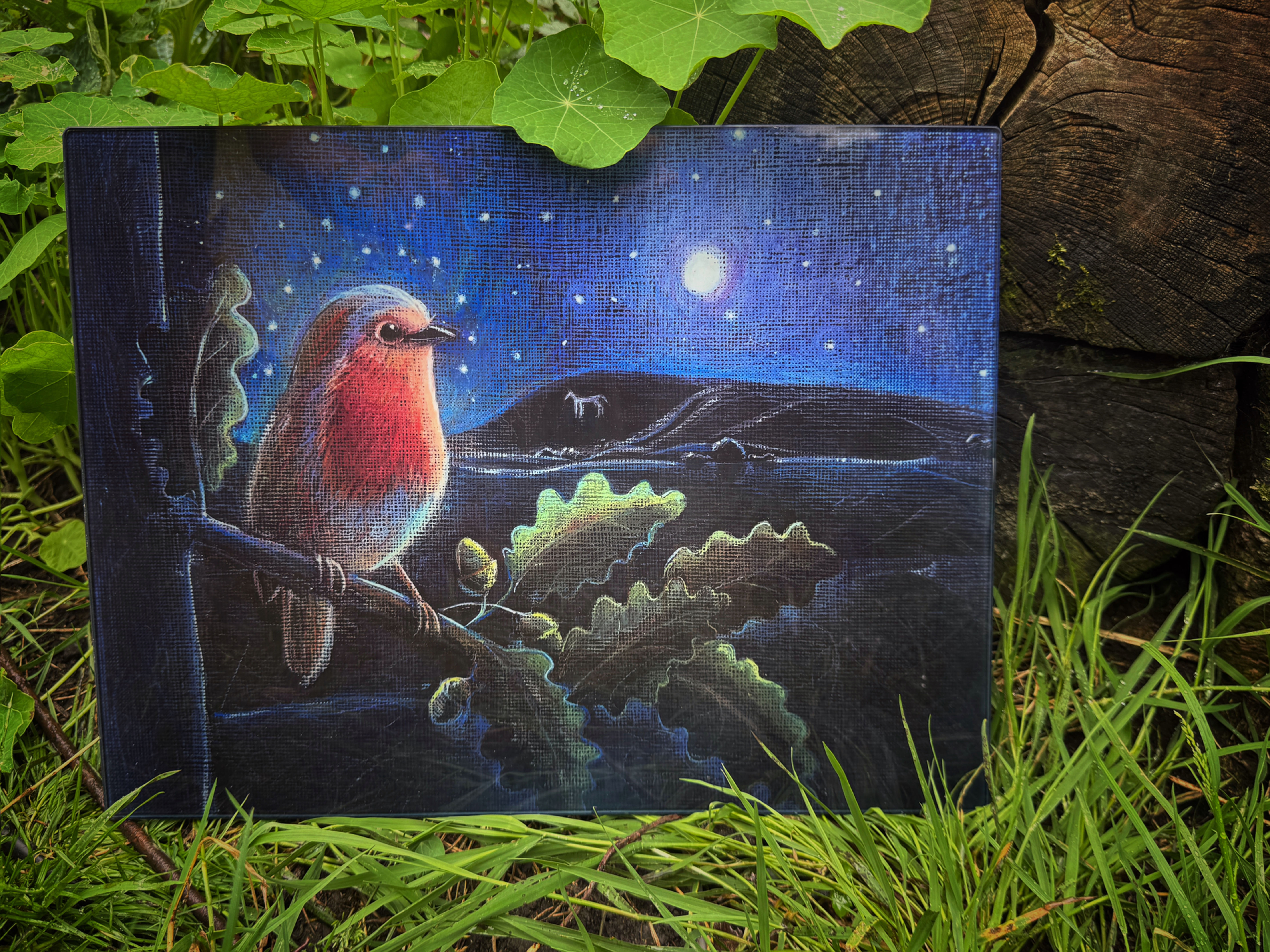 The Rising Moon large glass chopping or serving board