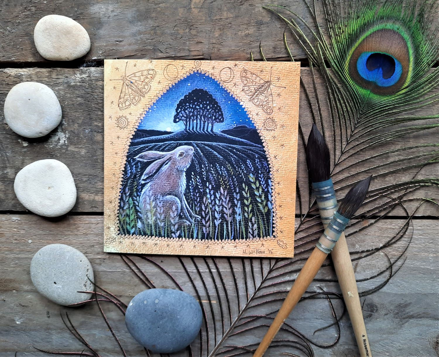 Moon in the Trees Greetings Card