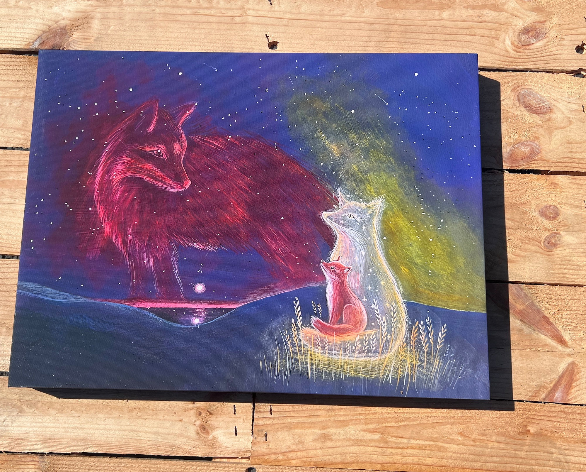 Fox Fire Canvas boxed print hand made in Cornwall